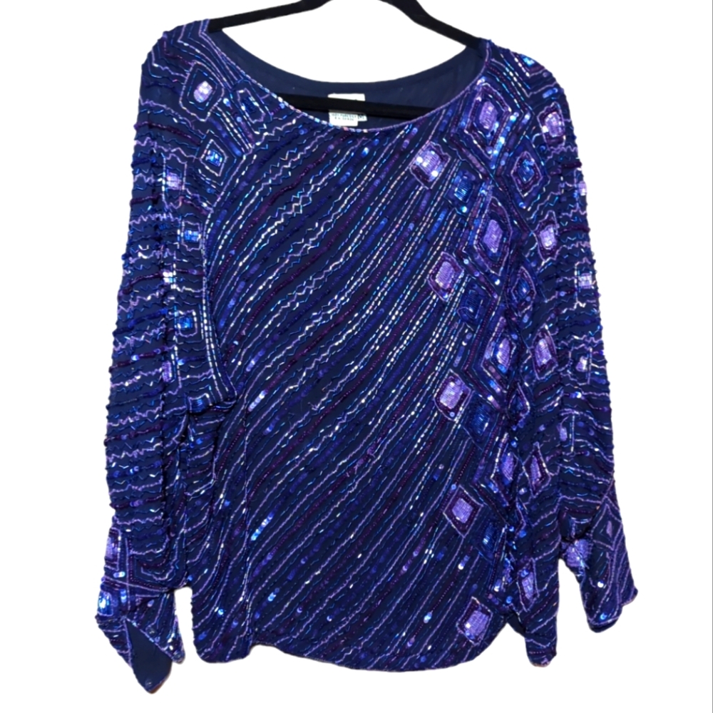 Judith and creations silk sequins evening top